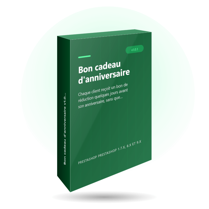 Bon cadeau d'anniversaire — la remise part toute seule, pour PrestaShop