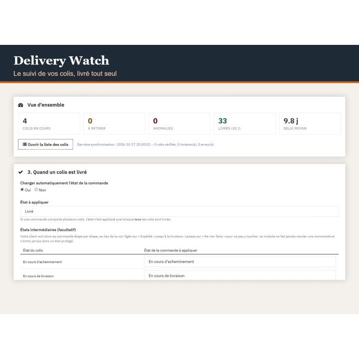 Delivery Watch: automatic parcel tracking for PrestaShop