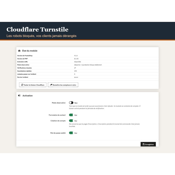 Cloudflare Turnstile, Bot-Schutz für PrestaShop
