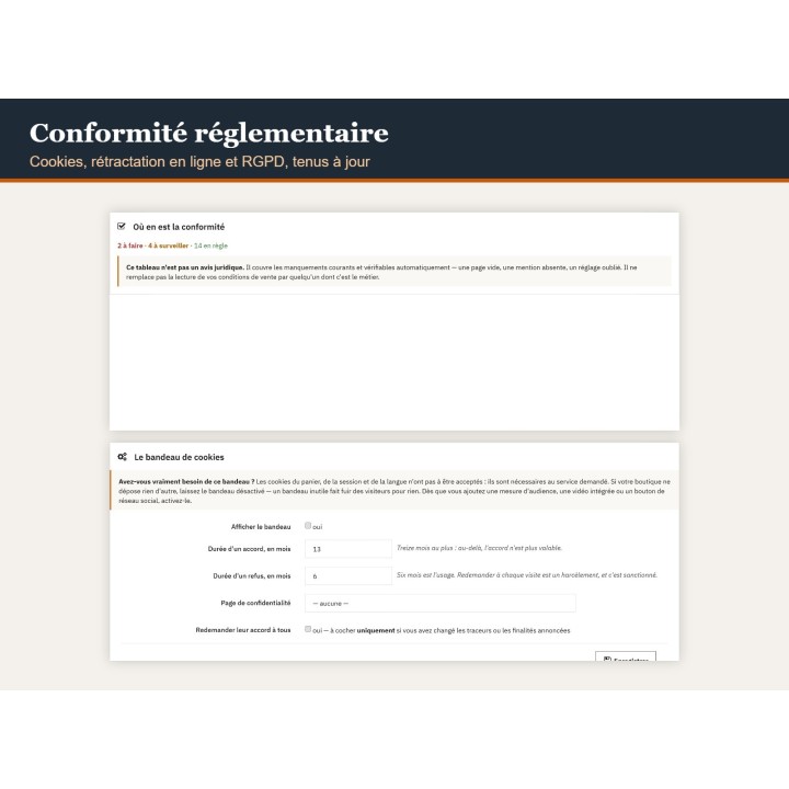Conformità normativa, modulo PrestaShop
