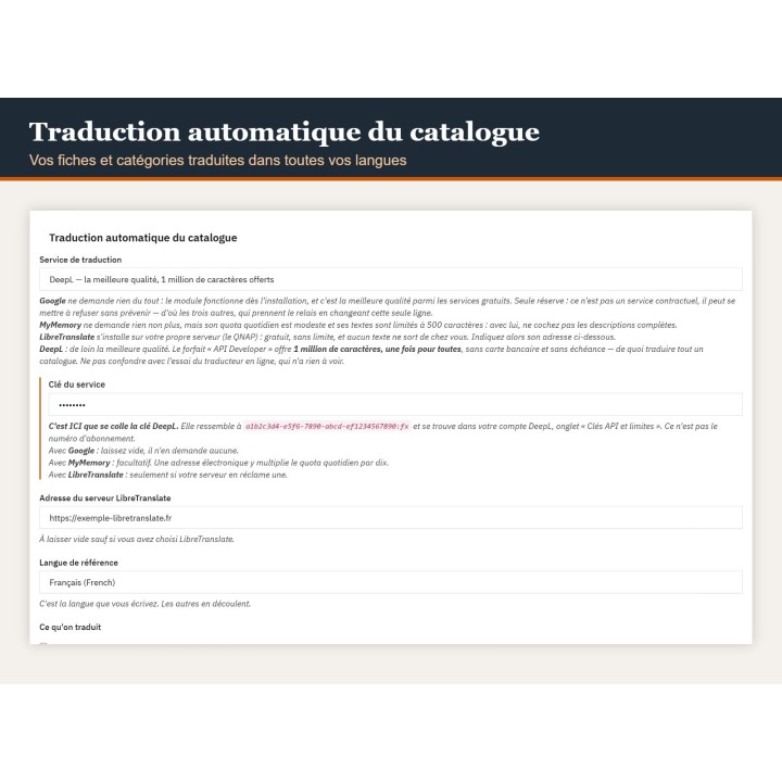 Automatic PrestaShop catalogue translation — FFSMC